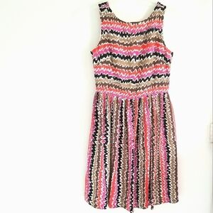 Trina Turk dress silk sleeveless flame stitch pattern